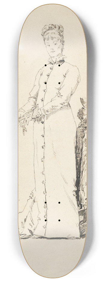 Alfred Stevens - A Standing Young Lady Taking Off Her Gloves 8.25 inch art skate deck