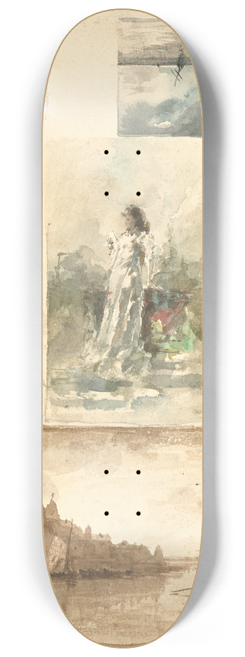 Alfred Stevens - A Trompe loeil Collage 8.25 inch art skate deck