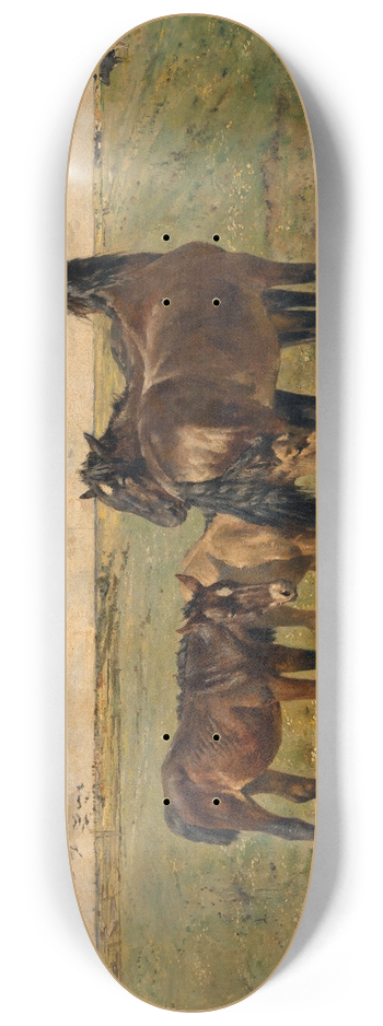 Alfred Verwee - Foals in the Paddock 8.25 inch art skate deck