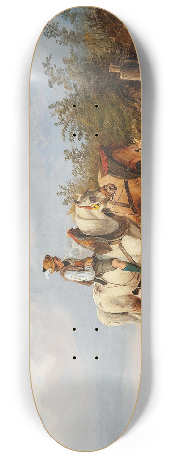 Alois Bach - Reiter Mit Pferden Bei Der Trnke, 8.25 inch art skate deck