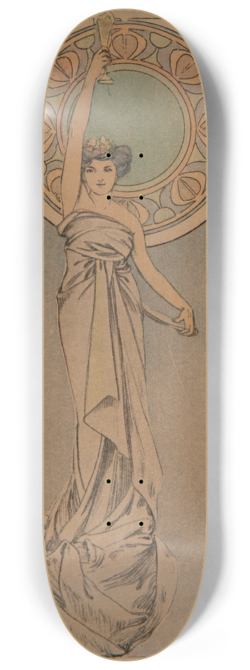 Alphonse Mucha - Menu Card 8.25 inch art skate deck