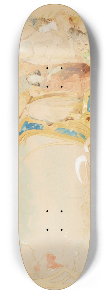 Alphonse Mucha - Study for a Mural 8.25 inch art skate deck