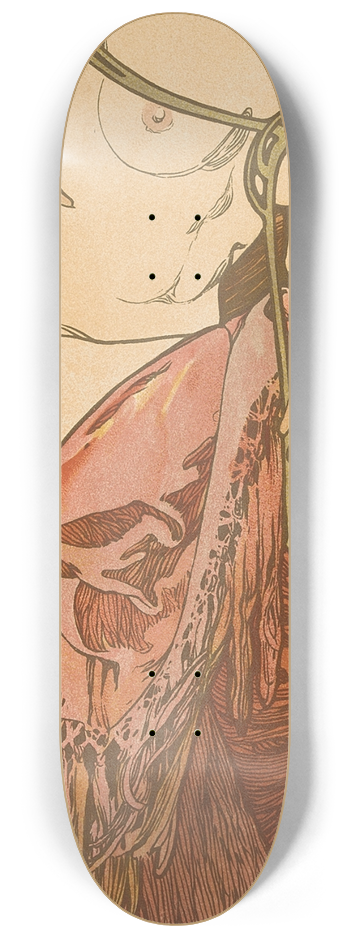 Alphonse Mucha - Untitled Plate 13 8.25 inch art skate deck