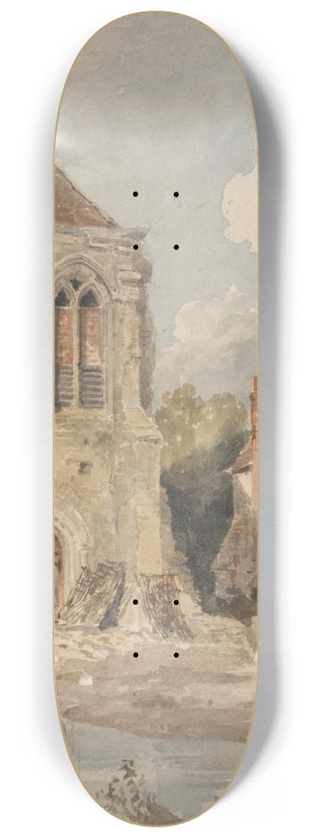 Amelia Long - Old Church and House 8.25 inch art skate deck