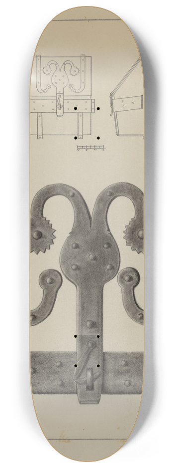 American 20th Century - Hinges and Hasp on a Conestoga Wagon Tool Box 8.25 inch art skate deck