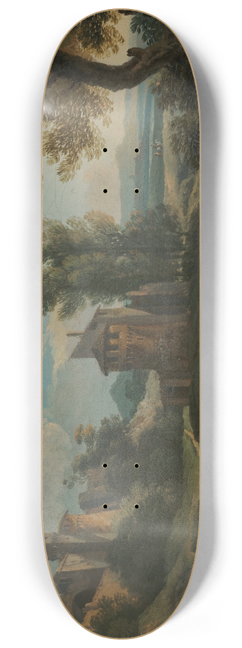 Andrea Locatelli - Travellers resting beside and lake 8.25 inch art skate deck