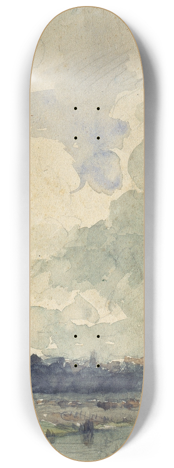 Andreas Achenbach - View of Neuss 8.25 inch art skate deck
