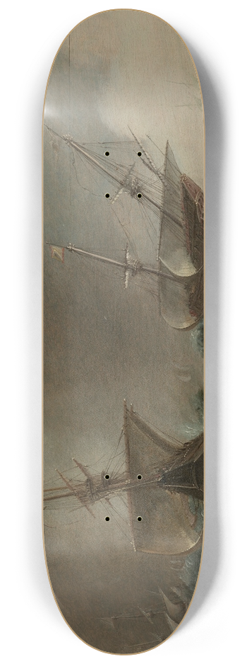 Andries van Eertvelt - Two galleons in a squall 8.25 inch art skate deck