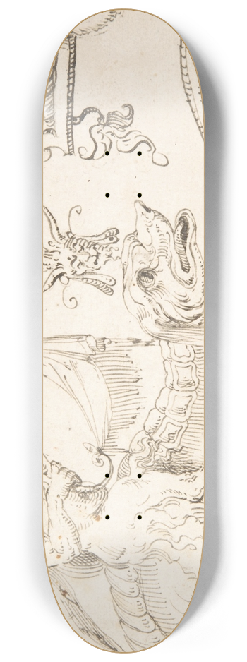 Andrs de Melgar - Studies for Grotesque Figures in the Flemish Style 8.25 inch art skate deck