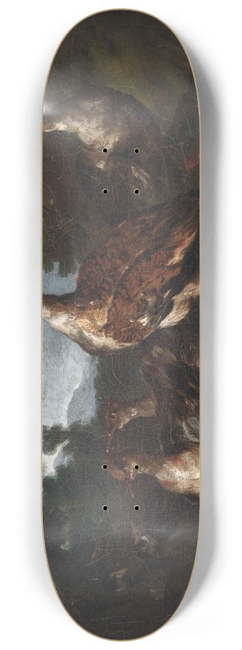 Angelo Maria Crivelli - Landscape with Birds 8.25 inch art skate deck