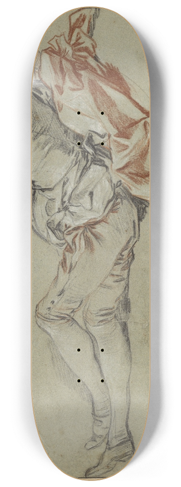 Franois Boucher - Reclining Male Figure 8.25 inch art skate deck