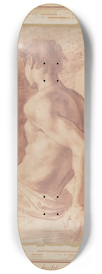 Annibale Carracci - Back View of a Seated Nude Youth Facing Left 8.25 inch art skate deck