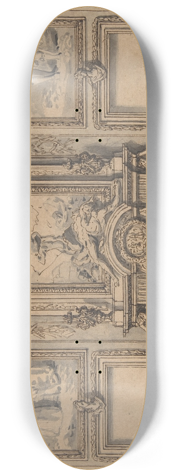 Antoine Le Pautre - Design for a Wall Decoration with Chimneypiece and Two Figures 8.25 inch art skate deck