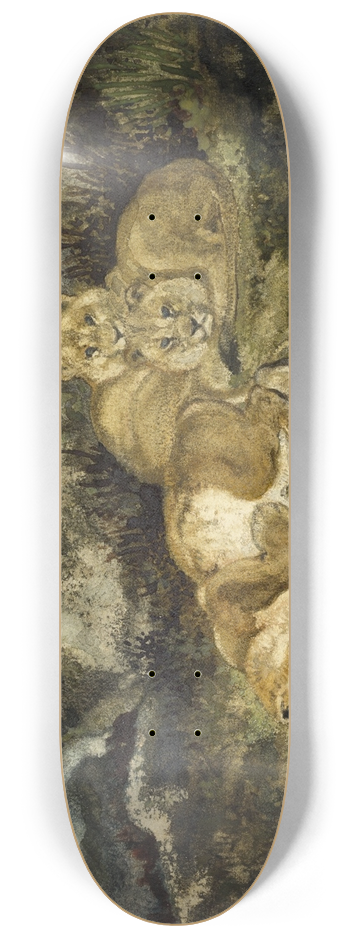 Antoine-Louis Barye - Lioness and Cubs 8.25 inch art skate deck