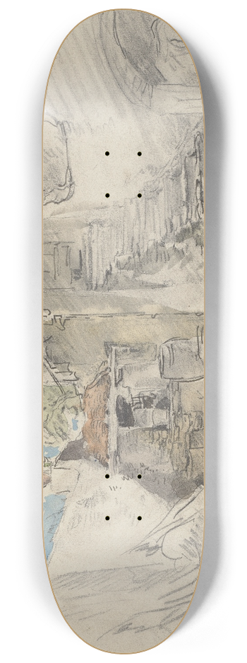 Anton Burger - Hof neben Bauernhaus mit Treppe 8.25 inch art skate deck