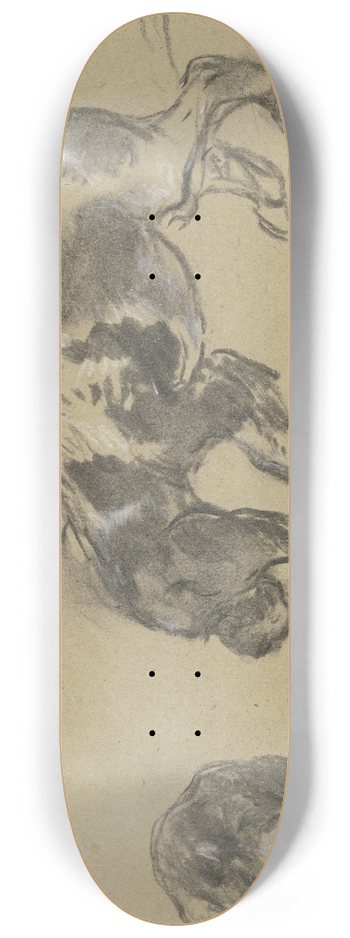 Anton Burger - Studienblatt; Junge Jagdhunde 8.25 inch art skate deck