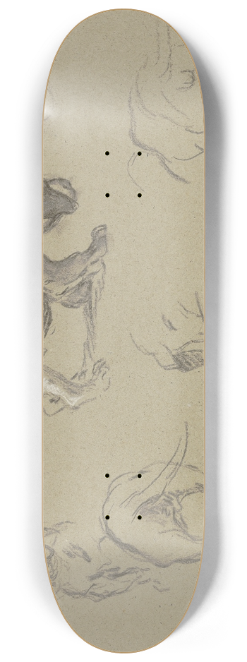 Anton Burger - Studienblatt; Sieben junge Dackel 8.25 inch art skate deck