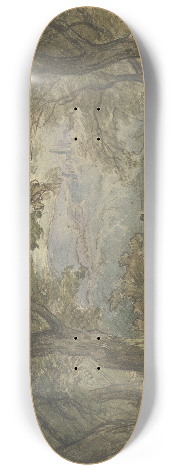 Anton Burger - Waldweg mit Ausblick auf ein Dorf 8.25 inch art skate deck