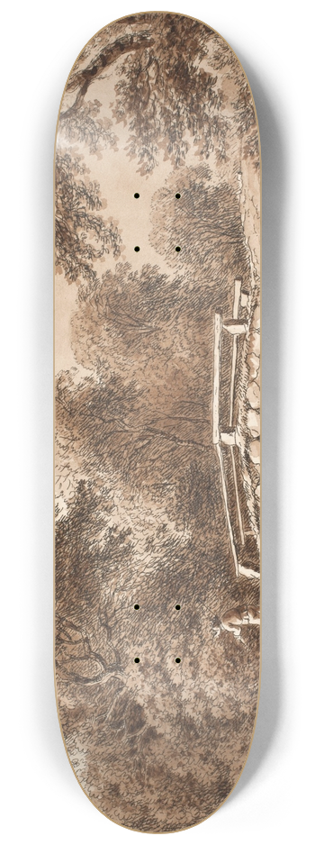 Anton Carl Dusch - Skovparti med bro over lb 8.25 inch art skate deck