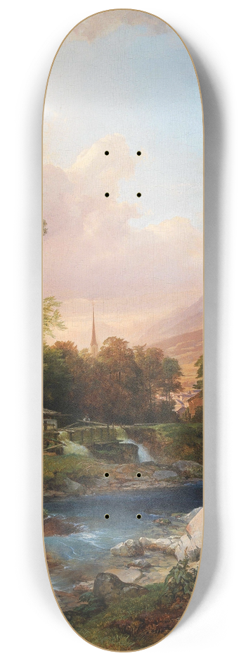 Anton Hansch - A Mountain Landscape With A Smithy 8.25 inch art skate deck