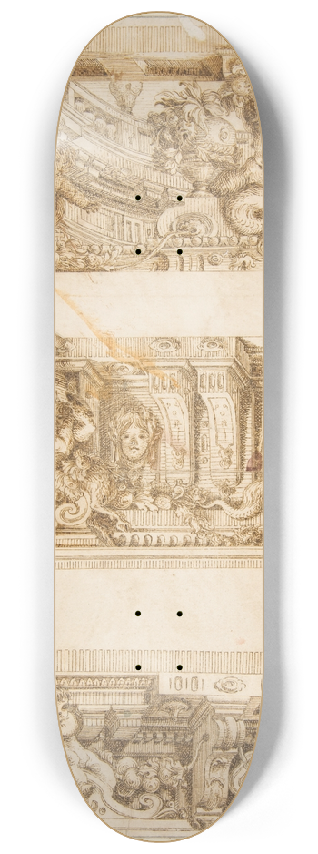 Antonio Maria Visentini - Drawing for Engraving in Raccolta di Vari Schizzi, Venice, 1747, After Angelo Rosis. 8.25 inch art skate deck