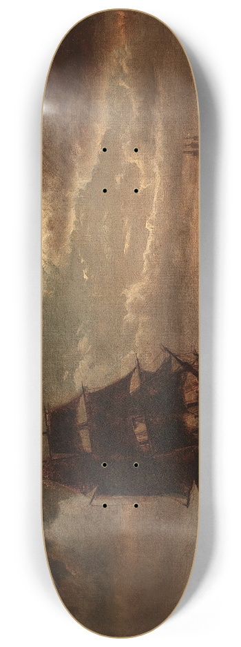 Anton Melbye - Mondnacht mit Dreimaster 8.25 inch art skate deck