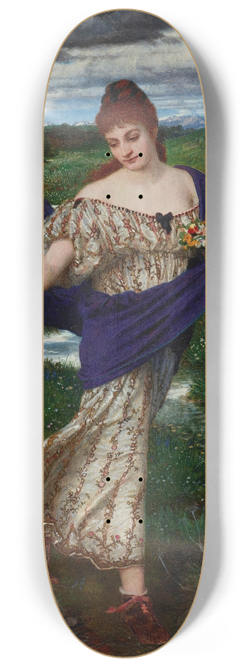 Arnold Bcklin - Flora, scattering flowers 8.25 inch art skate deck