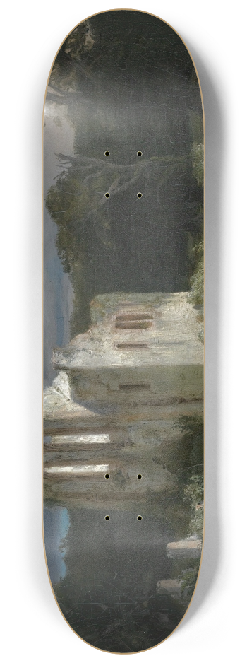 Arnold Bcklin - Mondscheinlandschaft Mit Ruine (Moonlit Landscape) 8.25 inch art skate deck