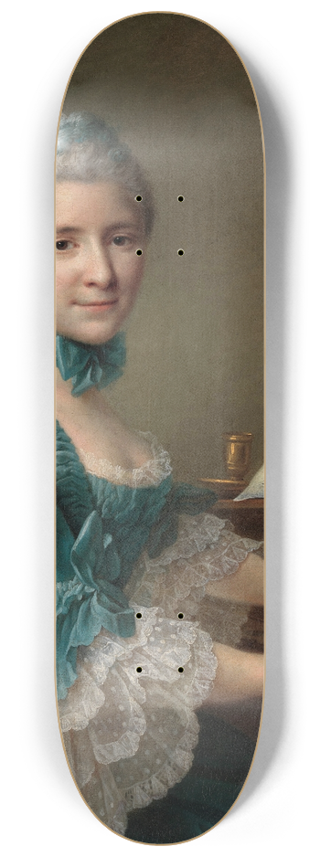 Franois-Hubert Drouais - Portrait of a Woman, Said to be Madame Charles Simon Favart (Marie Justine Benote Duronceray) 8.25 inch art skate deck