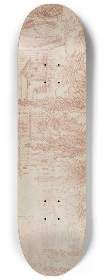 Franois Lemoyne - An Italian Walled Town Seen through Trees 8.25 inch art skate deck