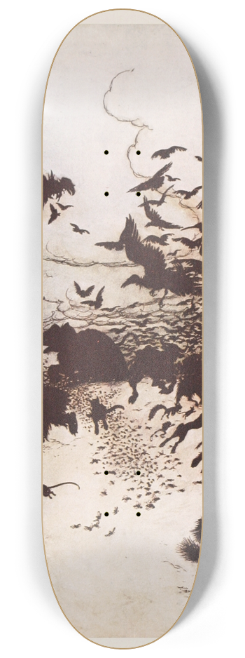 Arthur Rackham - At the third sting the Fox screamed, and down went his tail between his legs 8.25 inch art skate deck