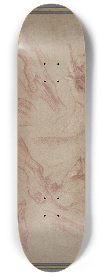 Franois Lemoyne - Studies of Hands and Feet 8.25 inch art skate deck