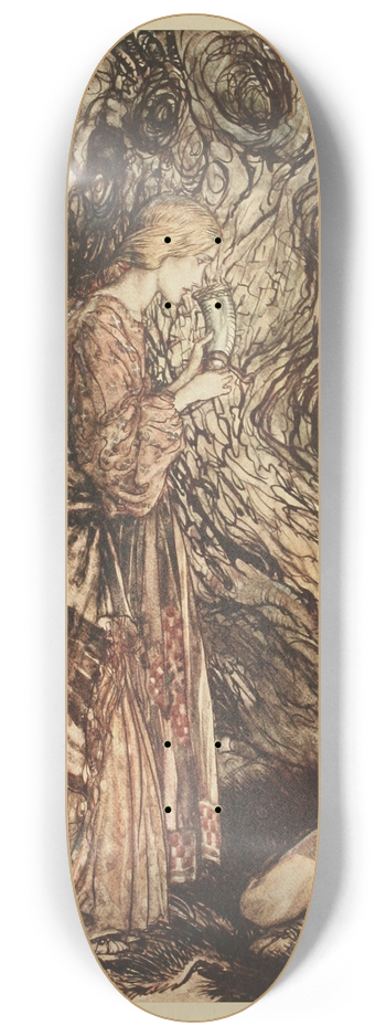 Arthur Rackham - This healing and honeyed draught of mead,deign to accept from me. Set it first to thy lips 8.25 inch art skate deck