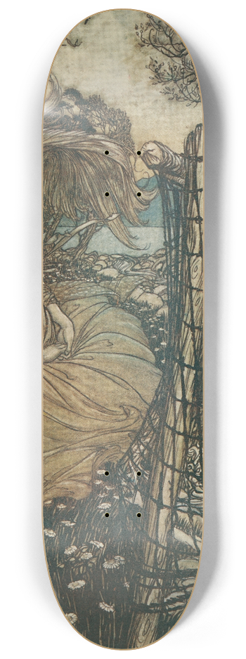 Arthur Rackham - Undine outside the window 8.25 inch art skate deck