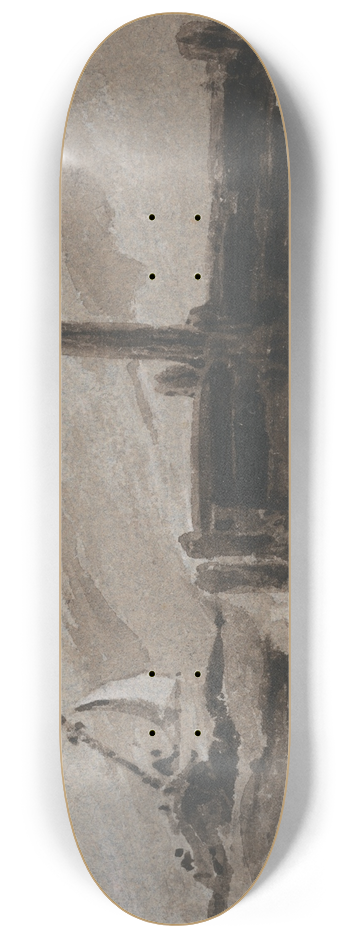 Franois Louis Thomas Francia - Nearing Port in a Stormy Sea 8.25 inch art skate deck
