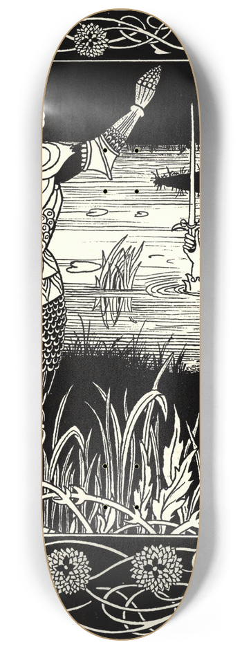 Aubrey Vincent Beardsley - Excalibur in the Lake 8.25 inch art skate deck