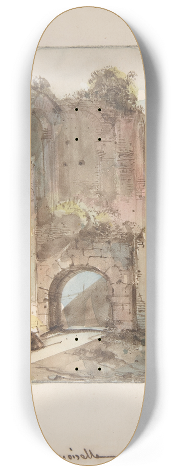 Franois-Marius Granet - Monk Seated Before a Ruined Gateway 8.25 inch art skate deck