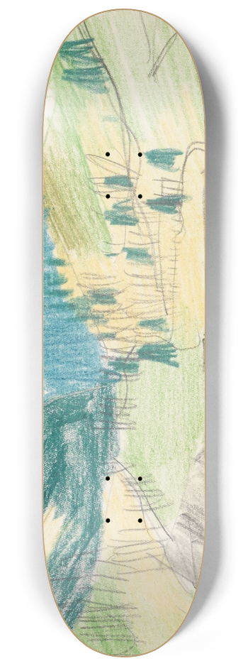 August Babberger - Hll; Sommerlandschaft mit zwei Schwarzwaldhusern vorn 8.25 inch art skate deck