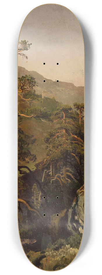 August Cappelen - Rocky Landscape with Pinetrees 8.25 inch art skate deck