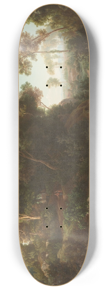 August Friedrich Kessler - Arcadian landscape with bathers 8.25 inch art skate deck