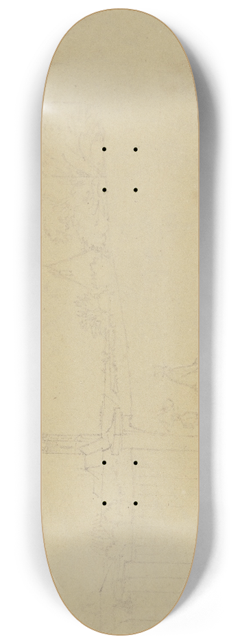 August Lucas - Spaziergnger an einer Mauer in einer Stadt 8.25 inch art skate deck