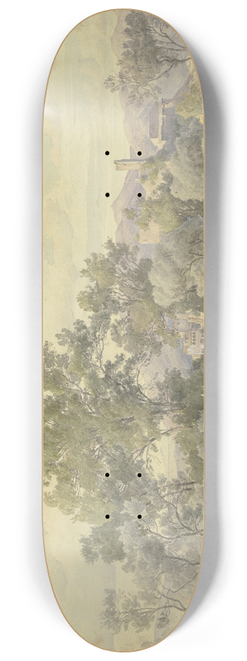 August Lucas - Weite italienische Gebirgslandschaft mit Olevano 8.25 inch art skate deck