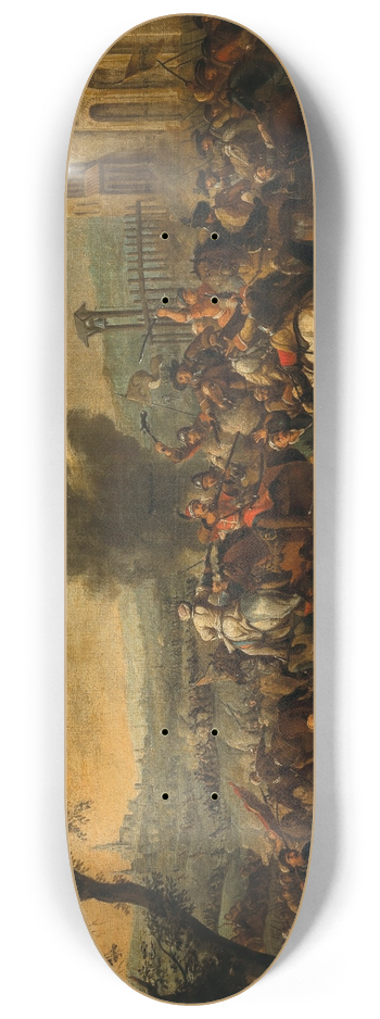 August Querfurt - A cavalry skirmish between Christians and Turks 8.25 inch art skate deck