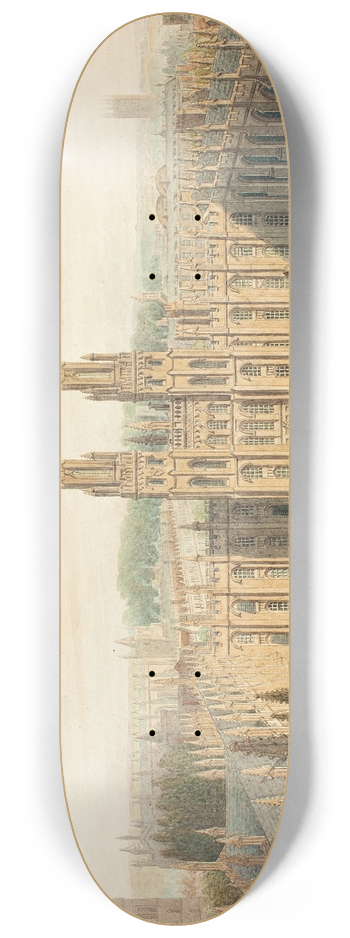 Augustus Charles Pugin - All Souls College from the Radcliffe Library 8.25 inch art skate deck