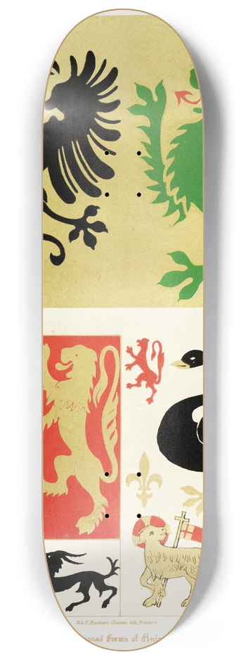 Augustus Pugin - Conventional Forms of Animals ; Eagle, Dragon, Hart, Lion, Swan, Lamb, Martlet. 8.25 inch art skate deck