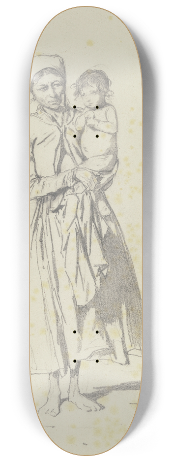August von Pettenkofen - Stehende Buerin, ein Kind im Arm haltend 8.25 inch art skate deck