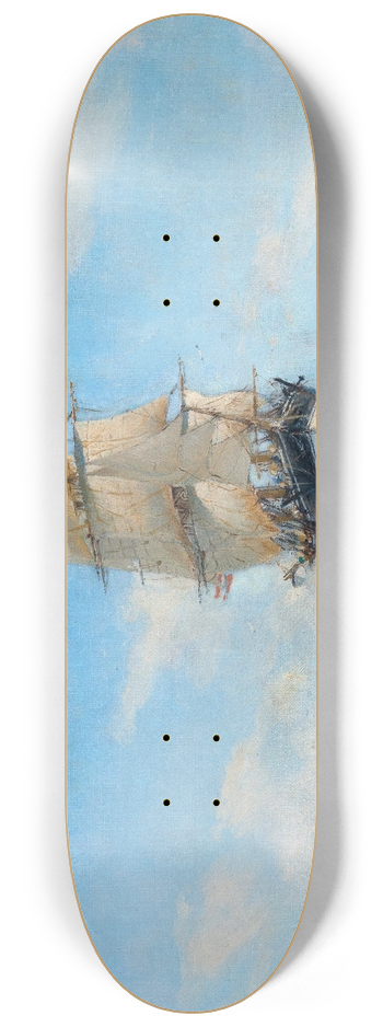 August von Ramberg - A Three-Master off a Southern Coast 8.25 inch art skate deck