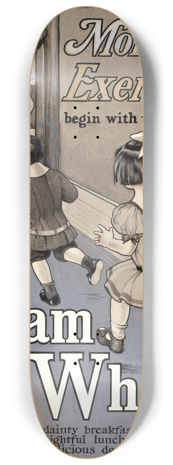 August William Hutaf - Morning Exercises, Cream of Wheat ad illustration 8.25 inch art skate deck