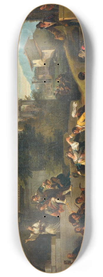 Bamboccianti School - Musicians And Dancing Figures In An Ideal Landscape With Ruins And Buildings Beyond 8.25 inch art skate deck