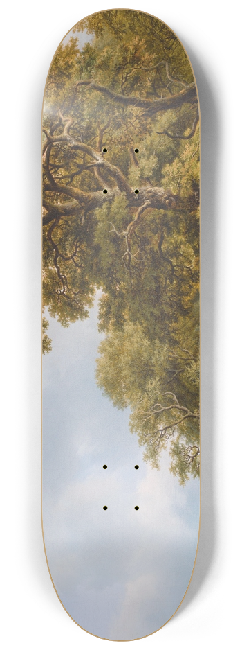 Barend Cornelis Koekkoek - A Summer Landscape Withcows Watering, A Castle In The Distance 8.25 inch art skate deck